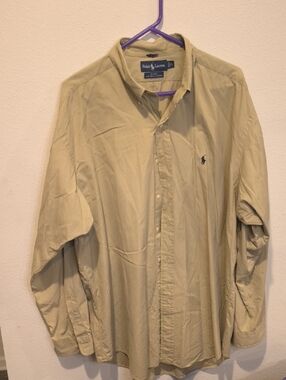 Ralph Lauren Blake Two-Ply Cotton Shirt in Khaki Men's XL Lightweight